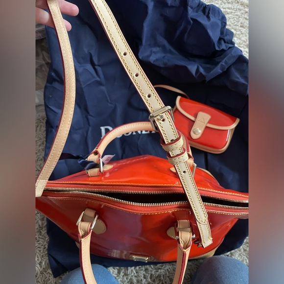 Dooney and Bourke Darcy Orange Patent Leather Satchel And...